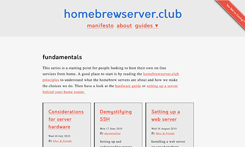 screenshot of the home brewserver club website