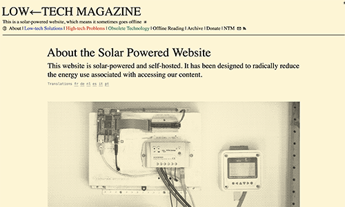 screenshot of the low tech magazine website