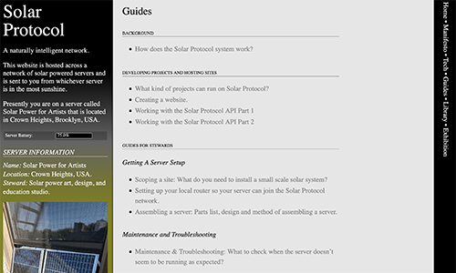 screenshot of the solar powered media zine website