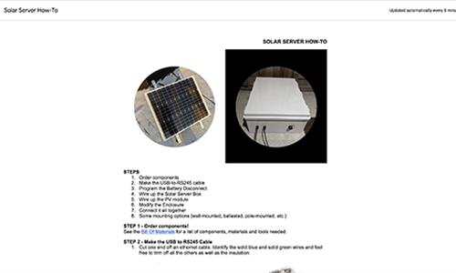screenshot of the solar powered media zine website